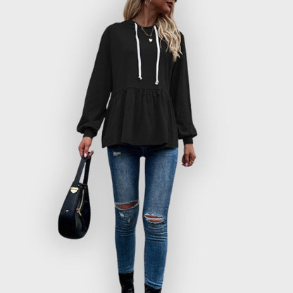 Stylish Hoodie Women Ruffle Detail