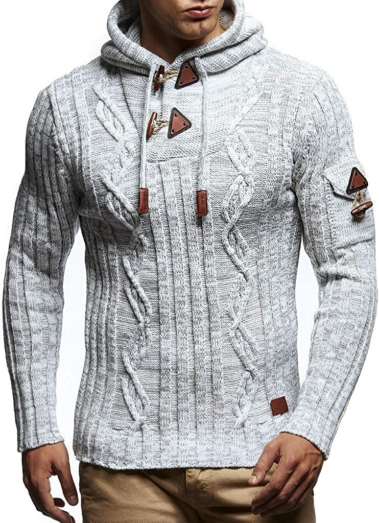 Herren Strickpullover Kapuze Hochwertig Elegant