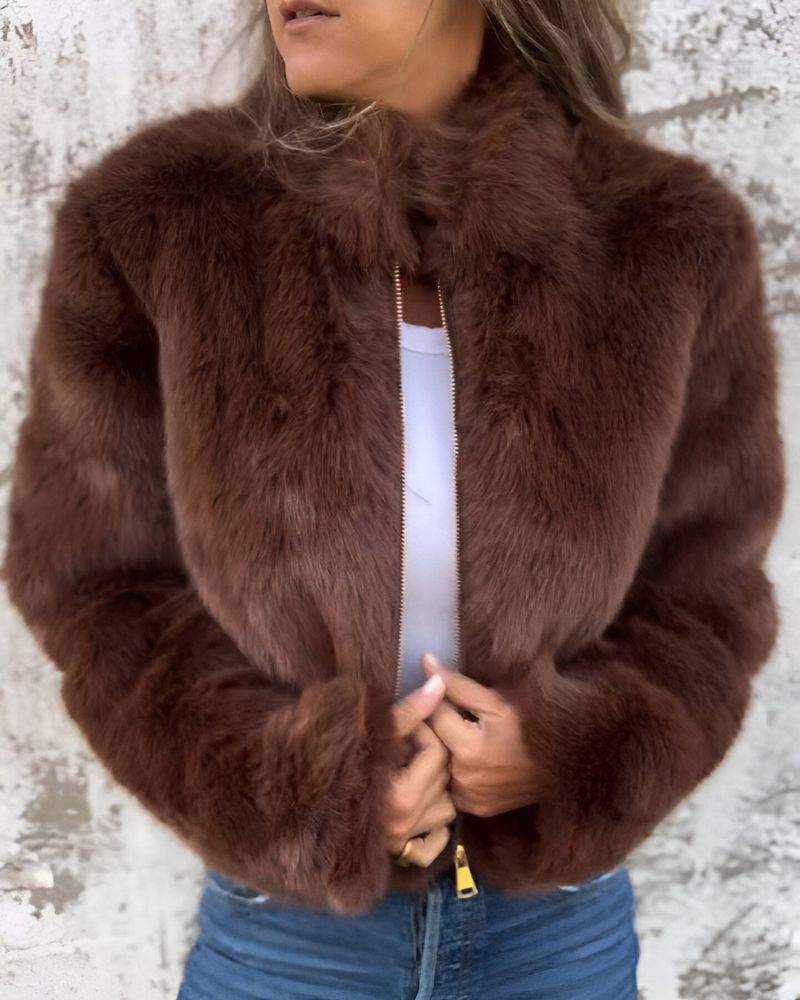 Weiche Winterjacke Hochzeit Kragen Reißverschluss - IdealeKleiden