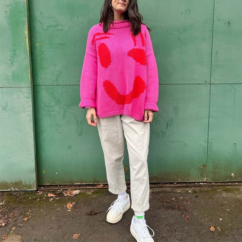 Smiling Knit Sweater Women