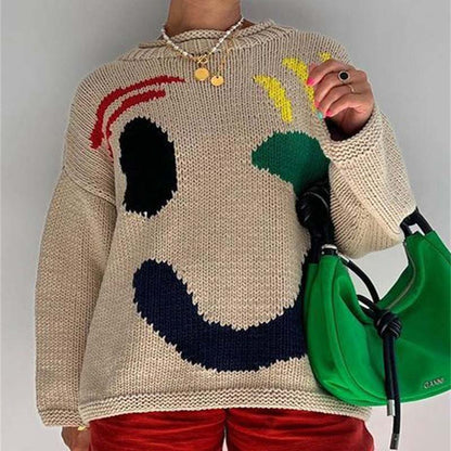 Smiling Knit Sweater Women