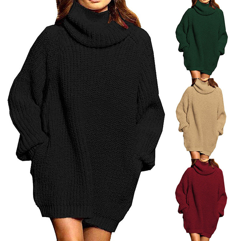 Damen Oversized Pullover Hochkragen Lässig Chic - IdealeKleiden