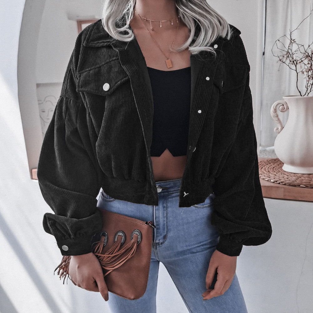 Stylish Women's Short Corduroy Jacket