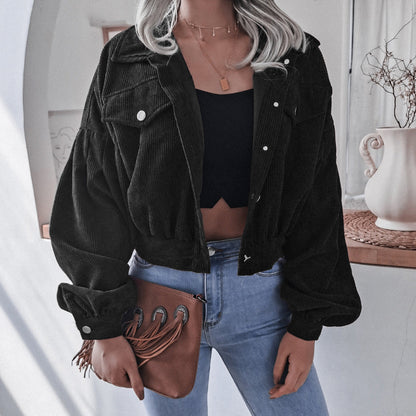 Stylish Women's Short Corduroy Jacket