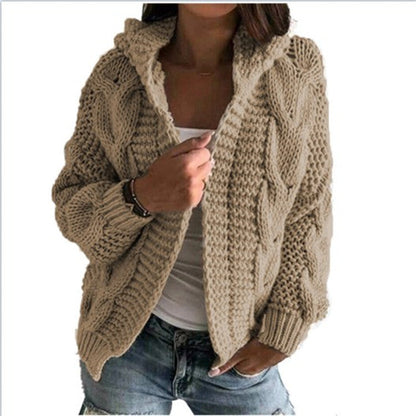 Women's Cardigan Hooded Cable Knit Trendy
