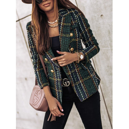 Trendy Tweed Plaid Slim Fit Blazer