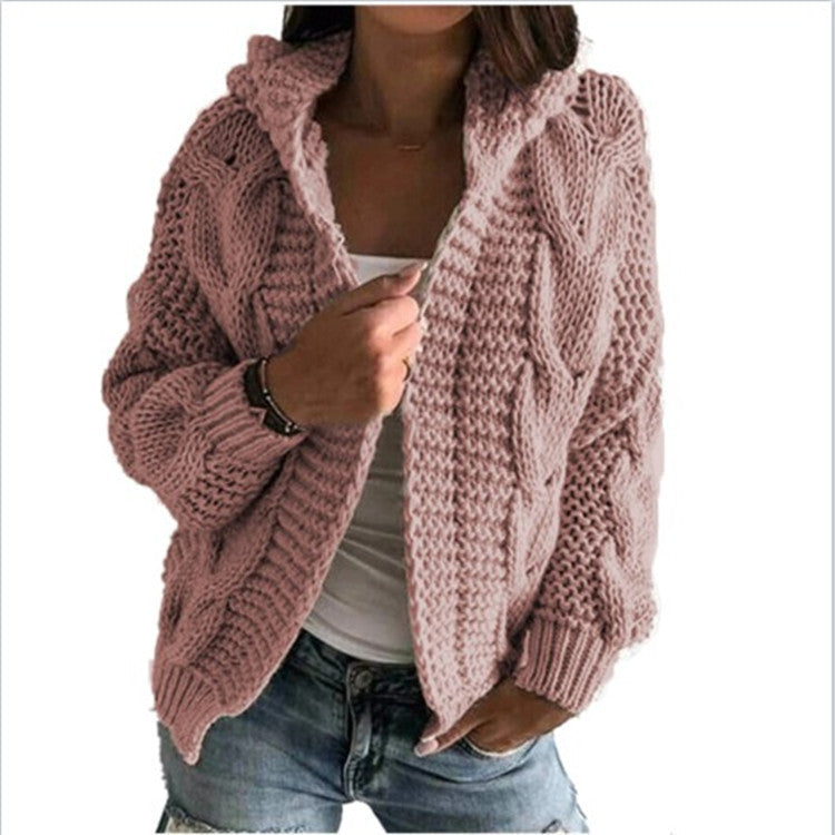 Women's Cardigan Hooded Cable Knit Trendy