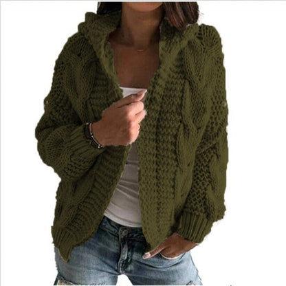 Women's Cardigan Hooded Cable Knit Trendy