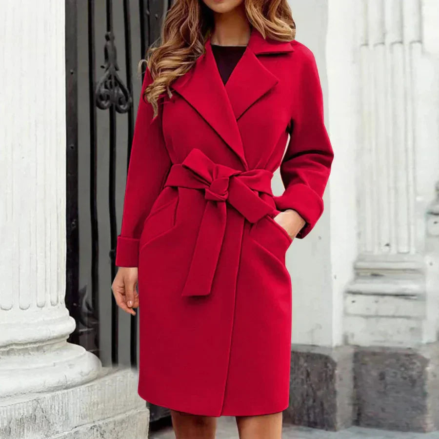 Classic Trench Coat Wool Blend Women's Knee-length