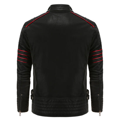 Herren Lederjacke Schwarz Biker Style - IdealeKleiden