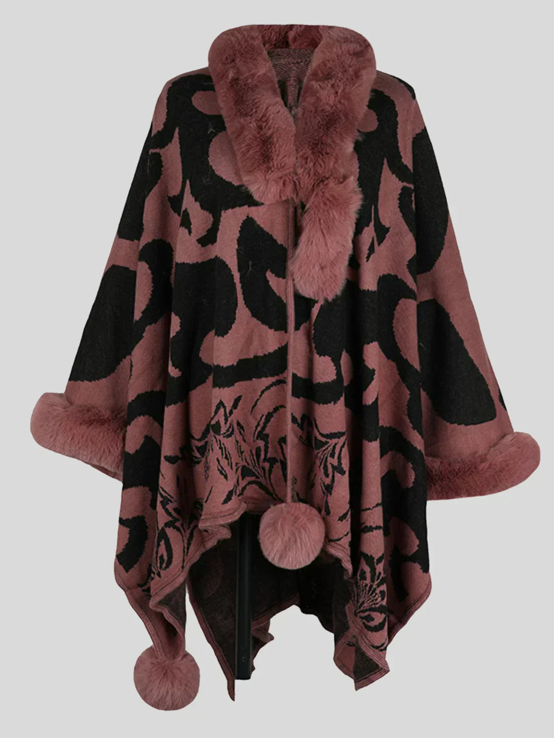Stylish winter poncho with trendy print