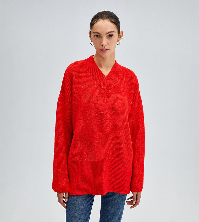 Red Hooded Jacket Leisure Pullover