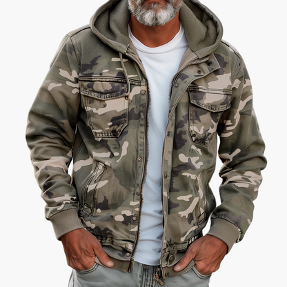 Praktische Cargojacke Camouflage Stil Kapuze