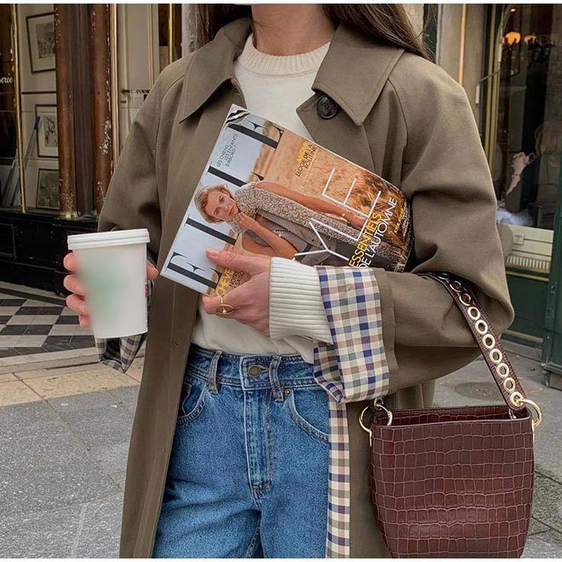 Women's Winter Trench Coat Waterproof Long Plaid