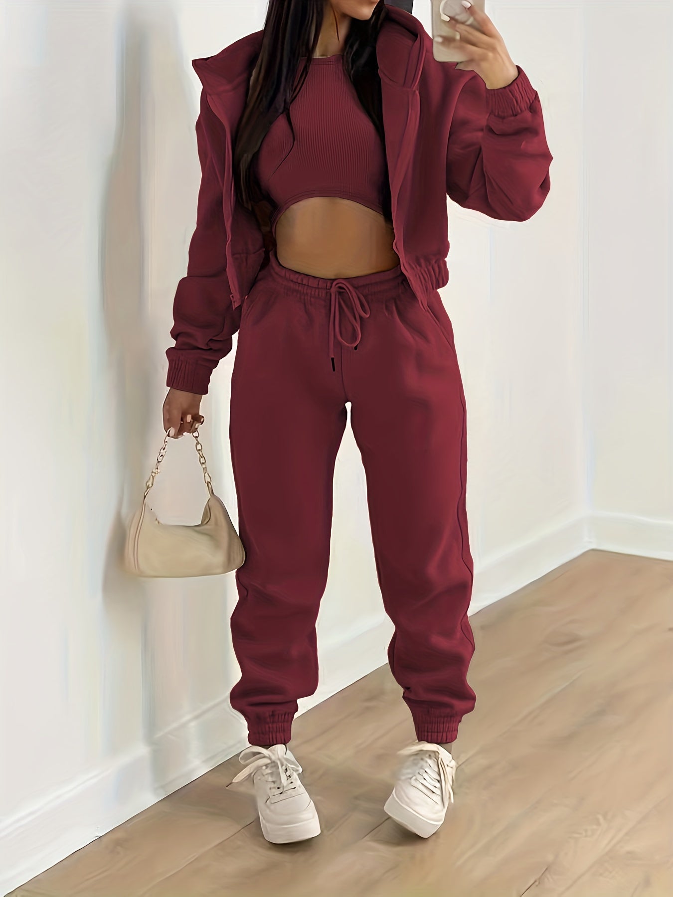 Complete Sportswear Set Hooded Jacket Pants Top