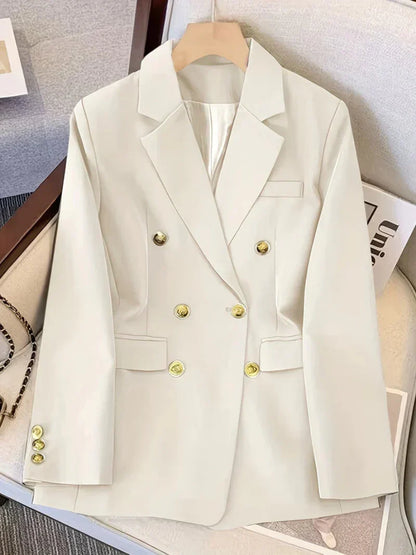 Elegant Women's Blazer Slim Fit Gold Buttons