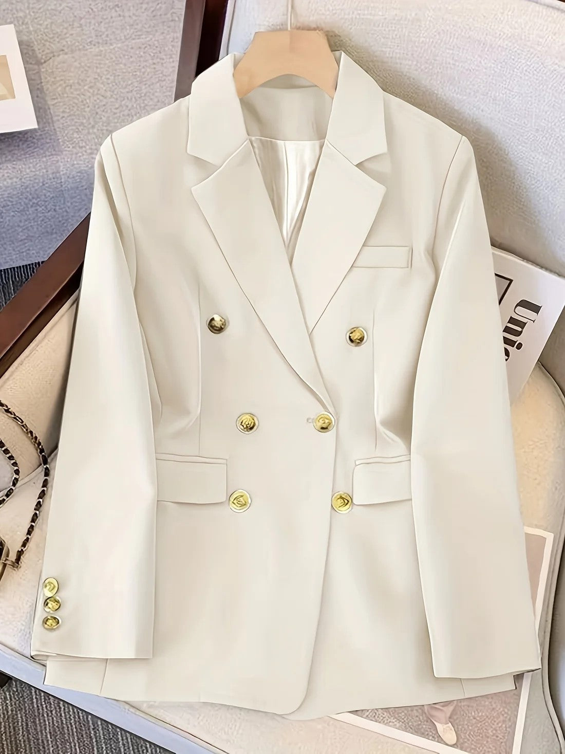 Elegant Business Blazer Slim Fit Gold Buttons