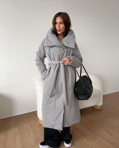 Long down jacket women's belt