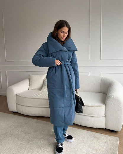 Long down jacket women's belt