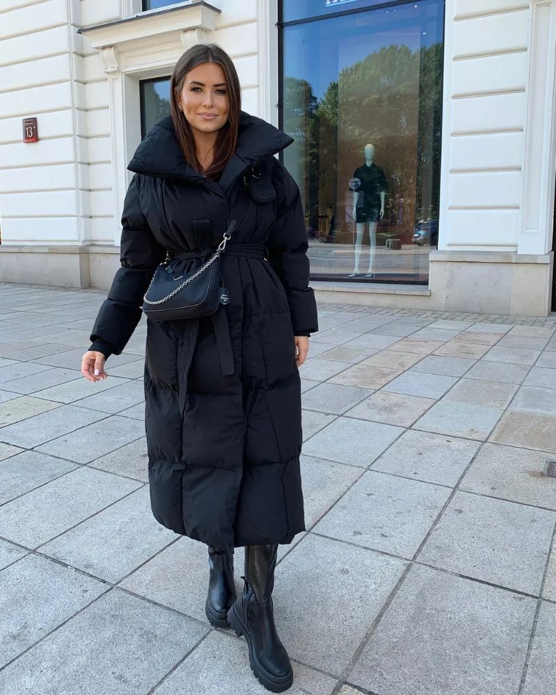 Long down jacket women's belt