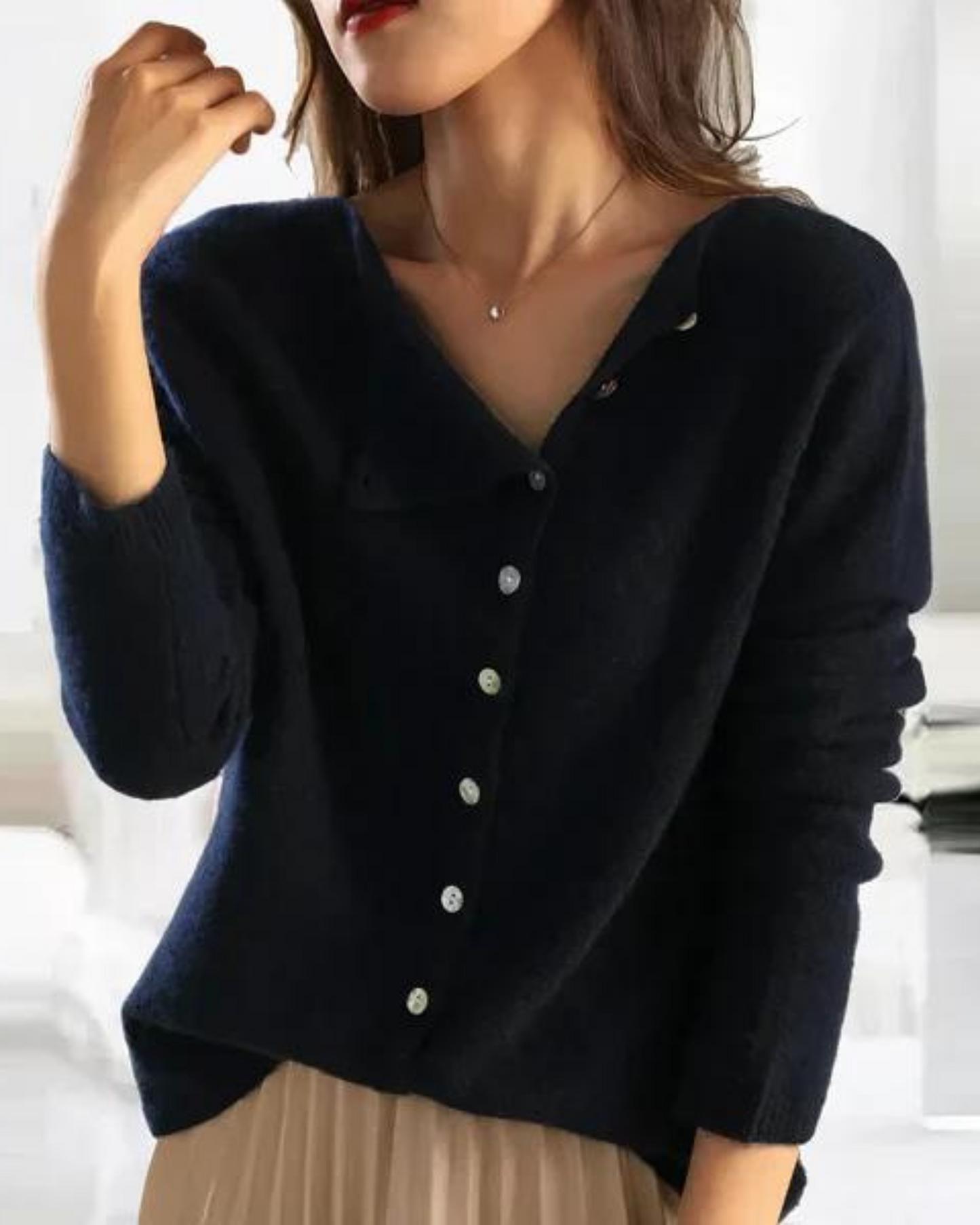 Women's Dress Jersey Buttons Elegance