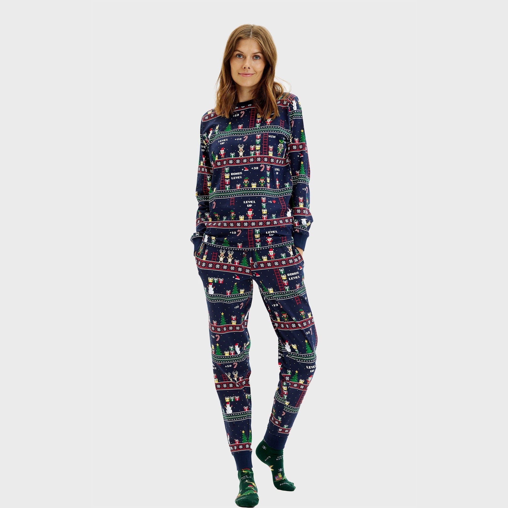 Weihnachtspyjama Damen Retro Style Gamer - IdealeKleiden