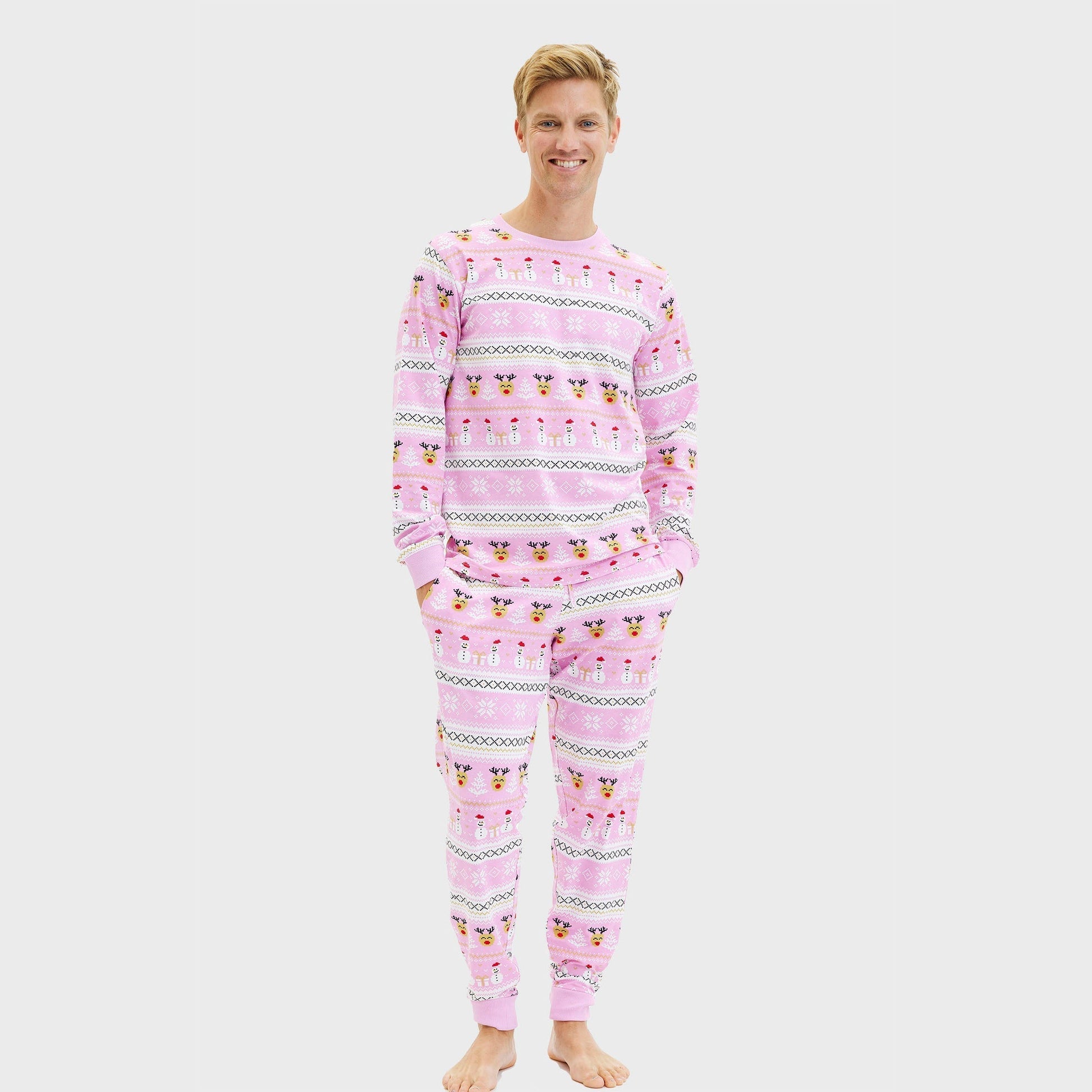 Weihnachts-Pyjama Herren Rosa - IdealeKleiden