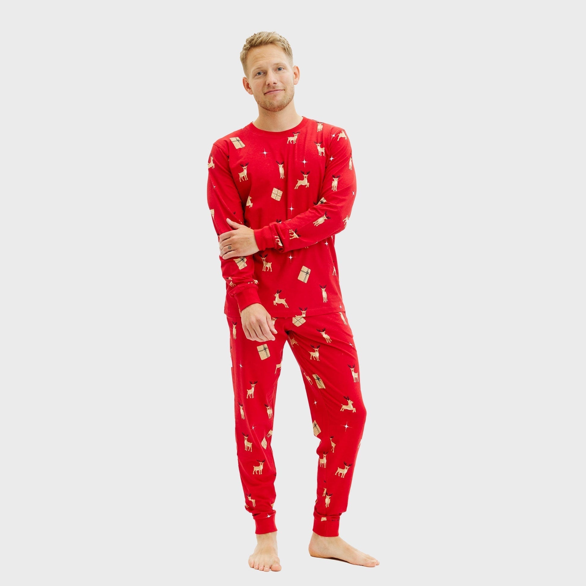 Elegante Weihnachts-Pyjamas Herren Rot - IdealeKleiden