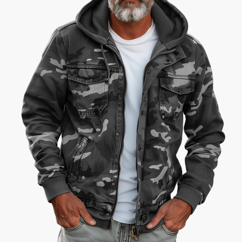 Praktische Cargojacke Camouflage Stil Kapuze