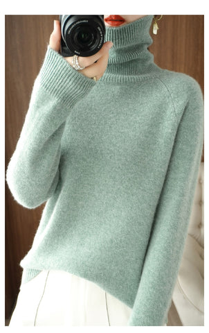 Bequemer Rollkragenpullover Lockerer Style - IdealeKleiden