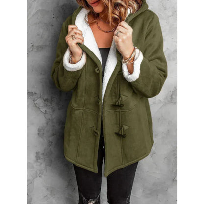 Hooded Jacket Mid-Length Comfortable Fleece Lining