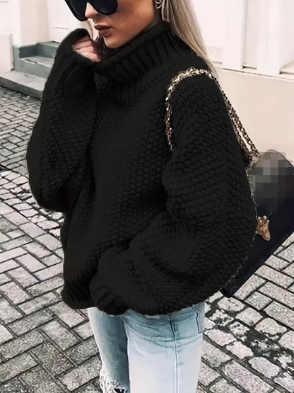 Stilvoller Einfarbiger Pullover Rollkragen