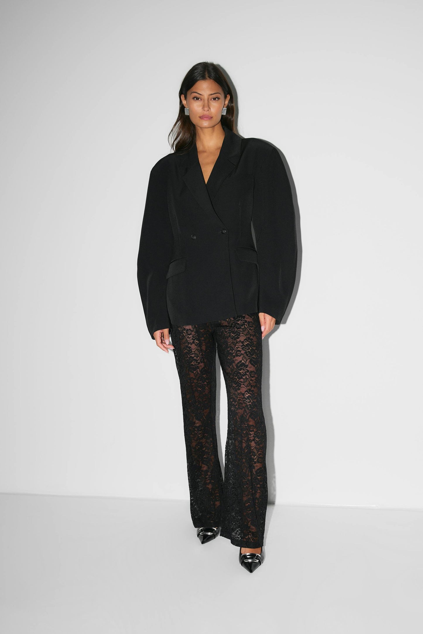 Elegant Women's Lace Wide-Leg Trousers