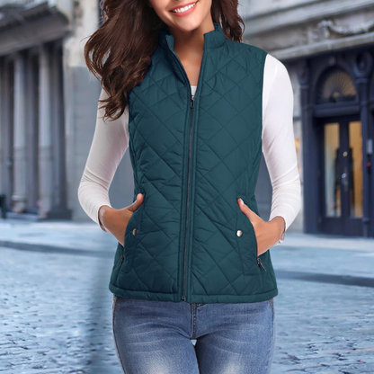 Elegant Women's Quilted Jacket Modern Zipper