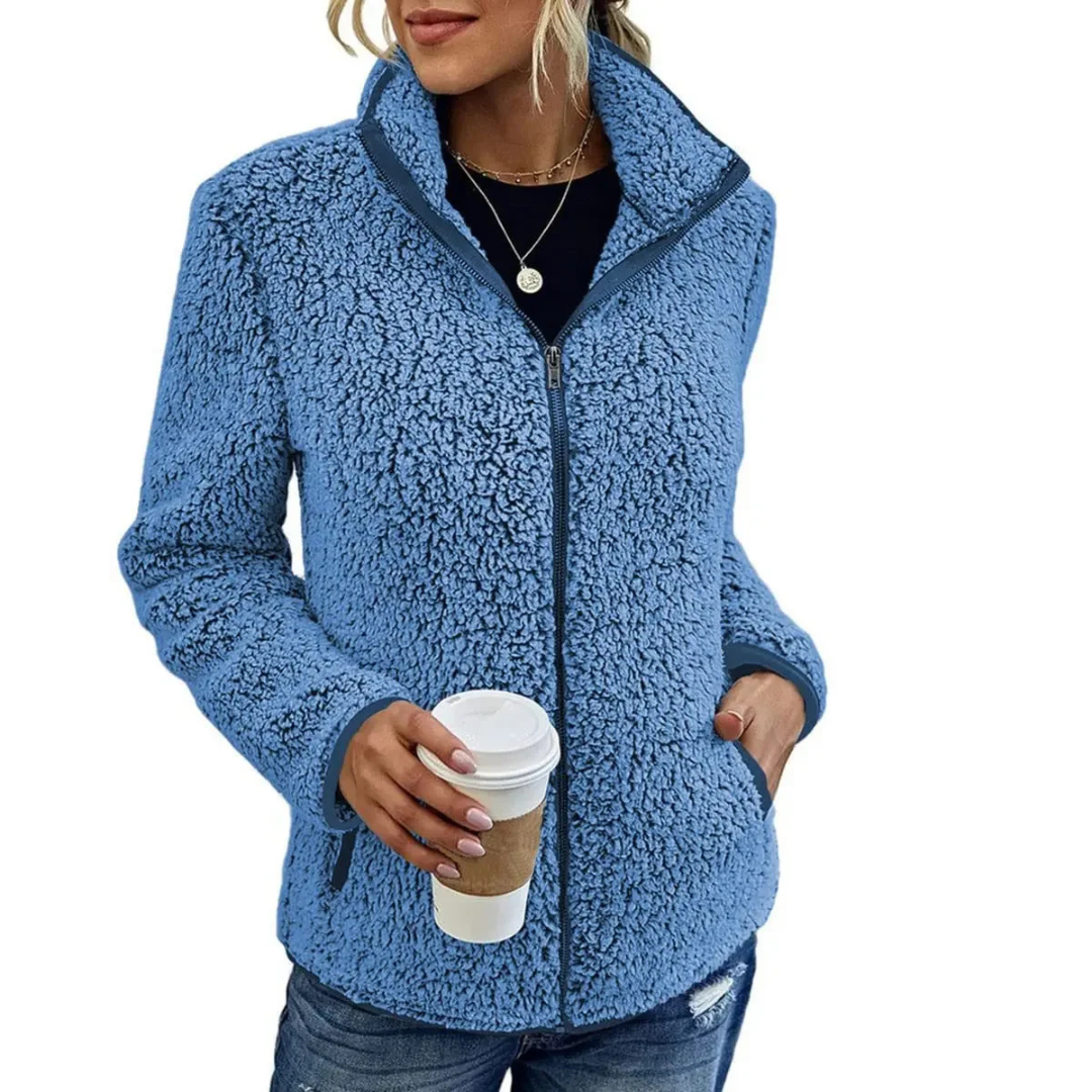 Soft Women's Teddy Jacket High-Neck With Zipper