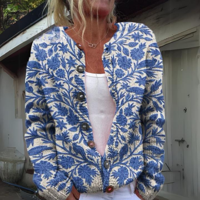 Elegant Women's Cardigan Floral Pattern Modern
