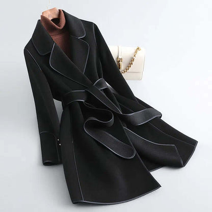 Damen Wollmantel Lang Elegant Winter - IdealeKleiden