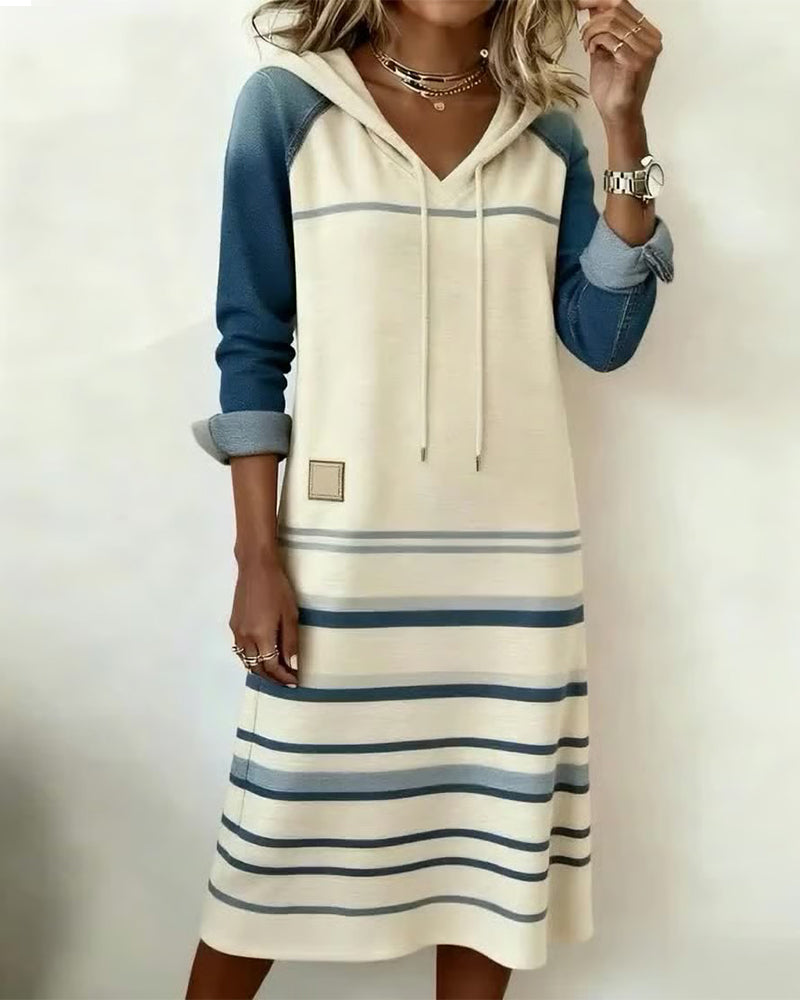Stylish Hooded Jacket Stripe Design