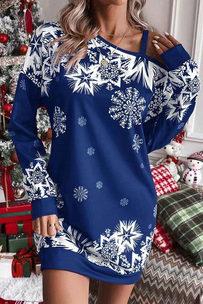 Christmas Snowflake Sweatshirt Dress Loose Fit