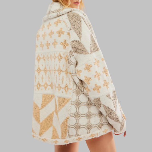 Stylische Damenjacke mit Trendigen Muster - IdealeKleiden