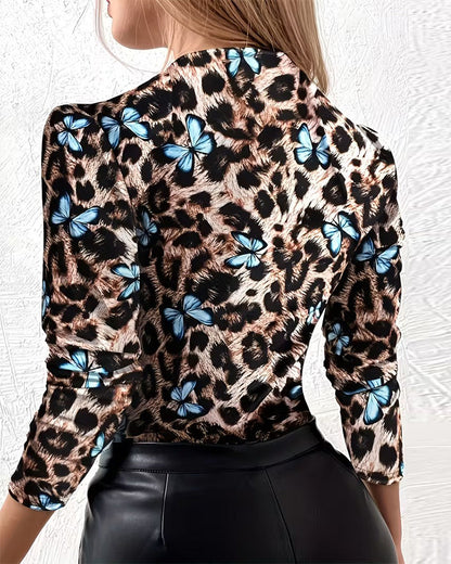 Leopard Kleid Schmetterling Muster Fashion - IdealeKleiden