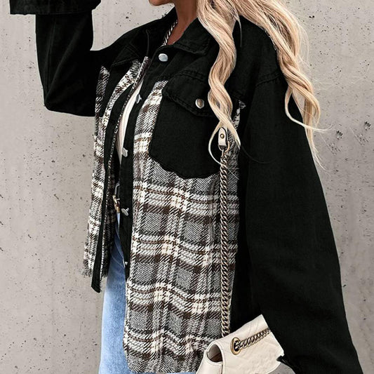 Karierte Damenjacke Klassisch Elegantes Design - IdealeKleiden