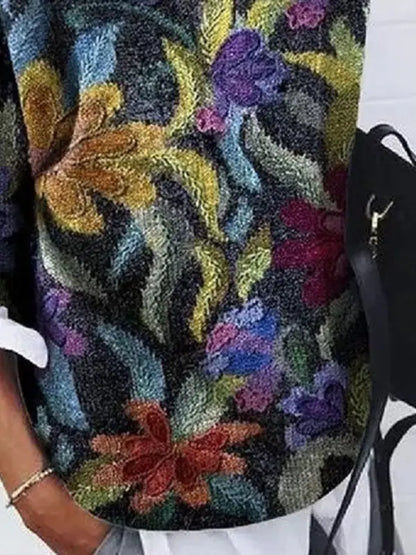 Stilvoller Blumenpullover Frauen - IdealeKleiden