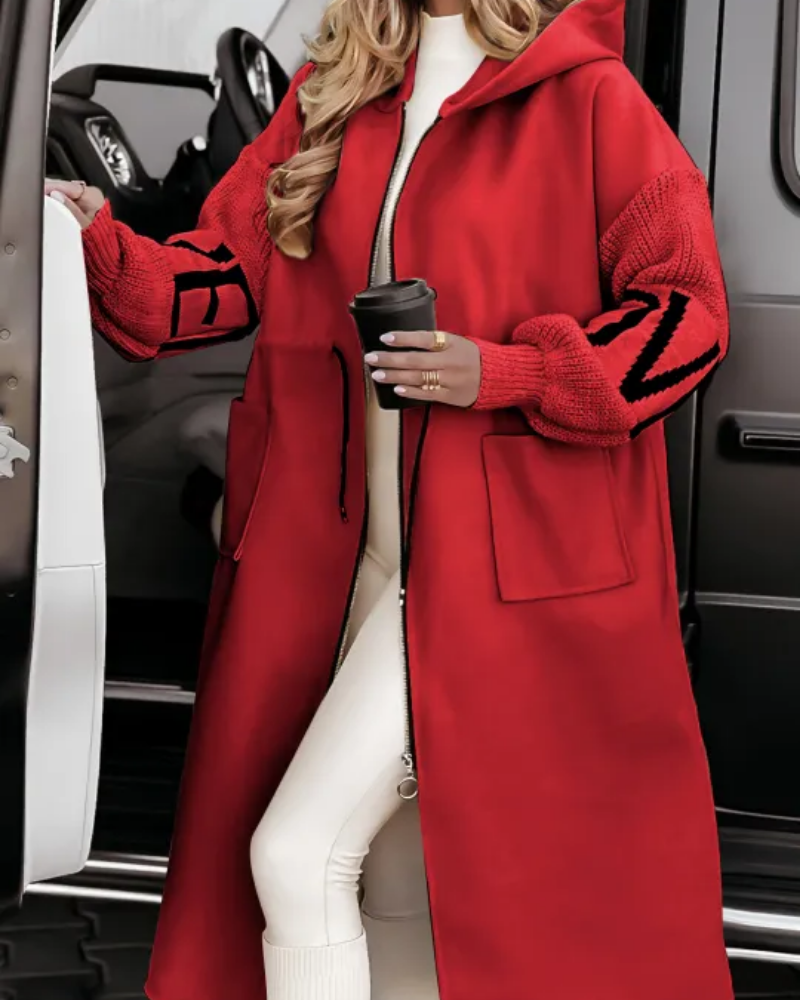 Comfortable Hoodie with Knit Sleeves