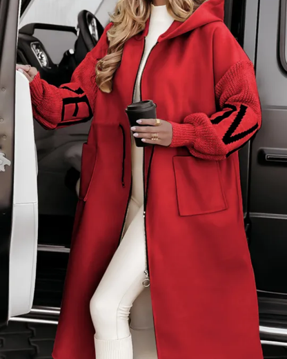 Comfortable Hoodie with Knit Sleeves