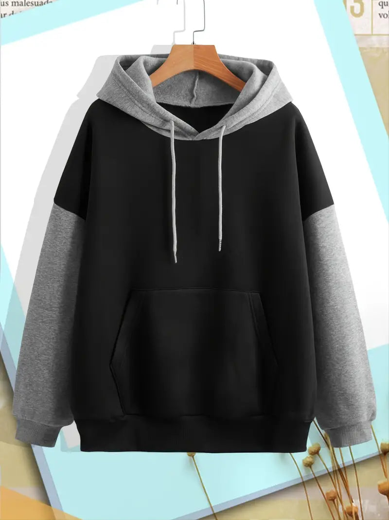 Fashionable Men's Hoodie Contrasting Colors