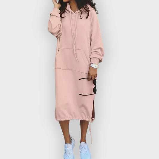 Kapuzenpullover Kleid Damen Knielang - IdealeKleiden