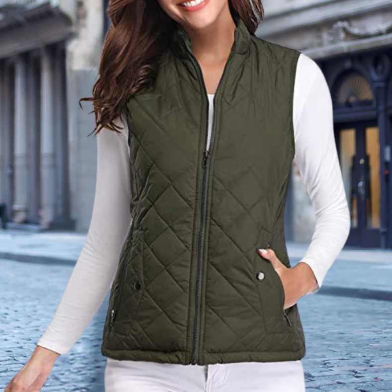 Elegant Women's Quilted Jacket Modern Zipper