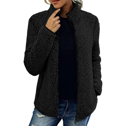 Soft Women's Teddy Jacket High-Neck With Zipper