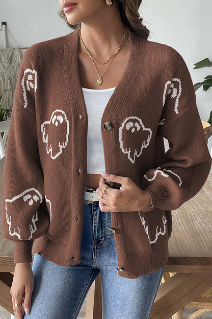 Spooky Button-Up Cardigan Halloween Design
